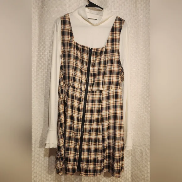 5/$16 💓 Women's Plaid Pinafore Dress/Jumper Plus Size Academia Preppy - Picture 2 of 7